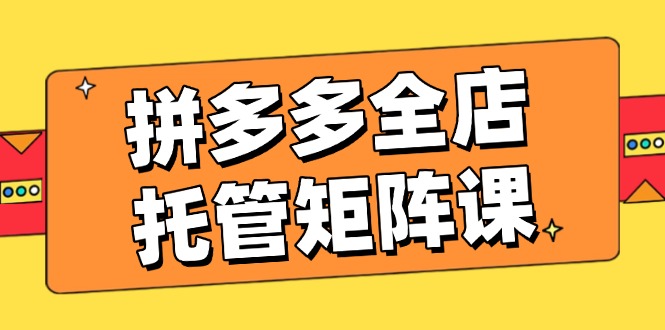 拼多多全店托管矩阵课，盈利动销玩法，高效计划设置，提升店铺效益宝哥轻创业_网络项目库_分享创业资讯_最新网创免费网络项目资源宝哥网创资源项目库