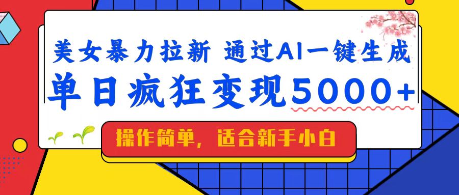 美女暴力拉新，通过AI一键生成，单日疯狂变现5000+，纯小白一学就会！宝哥轻创业_网络项目库_分享创业资讯_最新网创免费网络项目资源宝哥网创资源项目库
