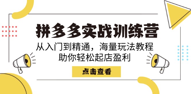 拼多多实战训练营，从入门到精通，海量玩法教程，助你轻松起店盈利宝哥轻创业_网络项目库_分享创业资讯_最新网创免费网络项目资源宝哥网创资源项目库