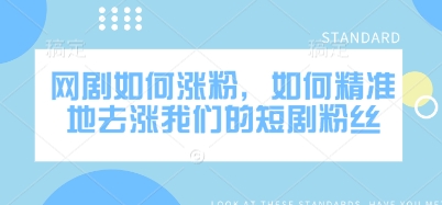 网剧如何涨粉，如何精准地去涨我们的短剧粉丝宝哥轻创业_网络项目库_分享创业资讯_最新网创免费网络项目资源宝哥网创资源项目库