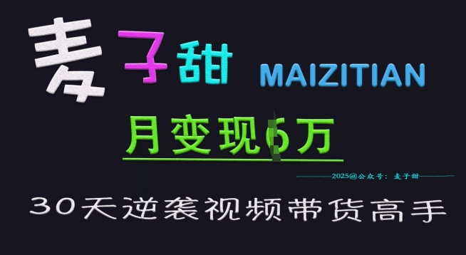 麦子甜30天逆袭视频带货高手，单月变现6W加特训营宝哥轻创业_网络项目库_分享创业资讯_最新网创免费网络项目资源宝哥网创资源项目库