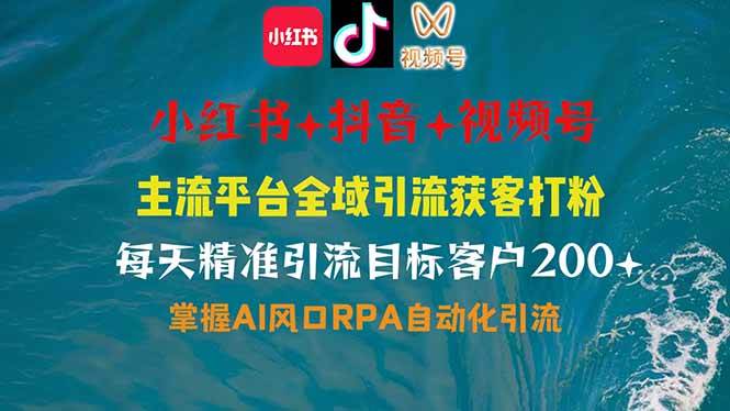 小红书、抖音、视频号全域多平台引流获客，日引目标客户200+，RPA自动…宝哥轻创业_网络项目库_分享创业资讯_最新网创免费网络项目资源宝哥网创资源项目库
