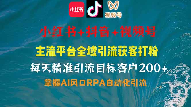 小红书、抖音、视频号全域多平台引流获客，日引目标客户200+，RPA自动…宝哥轻创业_网络项目库_分享创业资讯_最新网创免费网络项目资源宝哥网创资源项目库