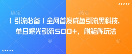 【引流必备】全网首发咸鱼引流黑科技，单日曝光引流500+，附矩阵玩法【揭秘】宝哥轻创业_网络项目库_分享创业资讯_最新网创免费网络项目资源宝哥网创资源项目库