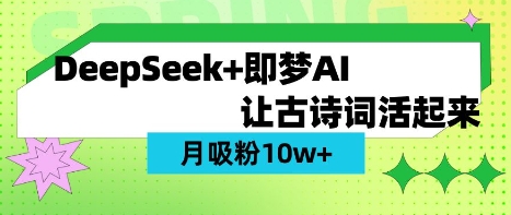 用DeepSeek做AI 古诗词视频，涨粉 10W+(保姆级教程)宝哥轻创业_网络项目库_分享创业资讯_最新网创免费网络项目资源宝哥网创资源项目库