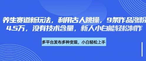 养生赛道新玩法，利用古人跳操，9条作品涨粉4.5W，没有技术含量，新人小白能轻松制作宝哥轻创业_网络项目库_分享创业资讯_最新网创免费网络项目资源宝哥网创资源项目库