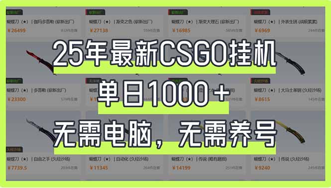 25年最新CSGO挂机系统，单日1000+，无需电脑，无需养号，0基础可上手宝哥轻创业_网络项目库_分享创业资讯_最新网创免费网络项目资源宝哥网创资源项目库