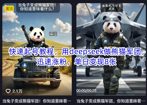 快速起号教程，用deepseek做熊猫军团，迅速涨粉，单日变现8张宝哥轻创业_网络项目库_分享创业资讯_最新网创免费网络项目资源宝哥网创资源项目库