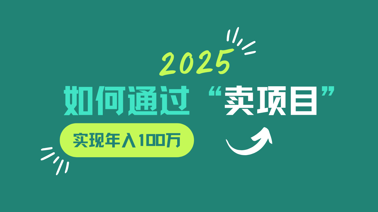 2025年如何通过“卖项目”实现年入100w宝哥轻创业_网络项目库_分享创业资讯_最新网创免费网络项目资源宝哥网创资源项目库
