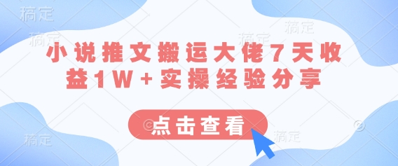 小说推文搬运大佬7天收益1W+实操经验分享宝哥轻创业_网络项目库_分享创业资讯_最新网创免费网络项目资源宝哥网创资源项目库