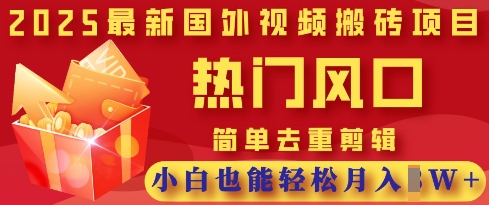 2025最新视频搬砖项目，热门风口，简单去重剪辑，小白也能轻松月入过W宝哥轻创业_网络项目库_分享创业资讯_最新网创免费网络项目资源宝哥网创资源项目库