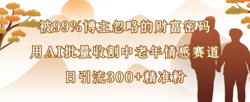被99%博主忽略的财富密码：用AI批量收割中老年情感赛道，日引流300+精准粉宝哥轻创业_网络项目库_分享创业资讯_最新网创免费网络项目资源宝哥网创资源项目库
