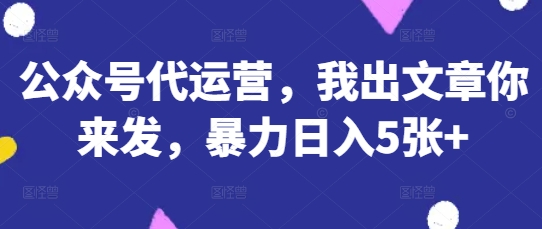 公众号代运营，我出文章你来发，暴力日入5张+【揭秘】宝哥轻创业_网络项目库_分享创业资讯_最新网创免费网络项目资源宝哥网创资源项目库
