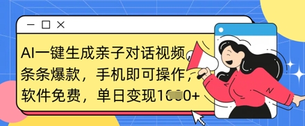 AI一键生成亲子对话视频，条条爆款，一部手机即可操作，单日变现数张宝哥轻创业_网络项目库_分享创业资讯_最新网创免费网络项目资源宝哥网创资源项目库