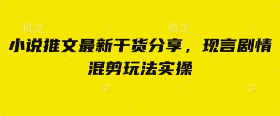 小说推文最新干货分享，现言剧情混剪玩法实操宝哥轻创业_网络项目库_分享创业资讯_最新网创免费网络项目资源宝哥网创资源项目库