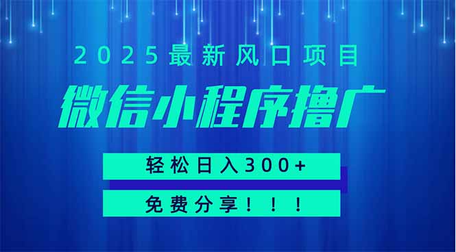 微信小程序撸广，最新风口项目，日入300+ 免费分享 可批量操作 小白可…宝哥轻创业_网络项目库_分享创业资讯_最新网创免费网络项目资源宝哥网创资源项目库