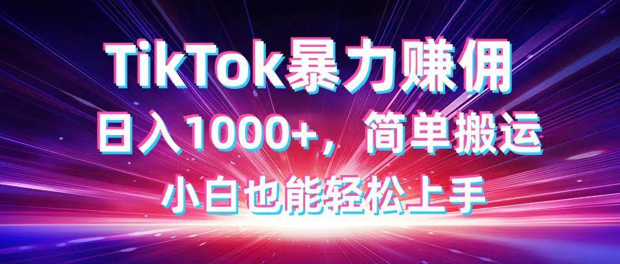 TikTok搬运暴力赚佣，日入1000+，简单搬运，小白也能轻松上手宝哥轻创业_网络项目库_分享创业资讯_最新网创免费网络项目资源宝哥网创资源项目库