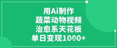 用Ai制作蔬菜动物视频，治愈系天花板，单日变现1k宝哥轻创业_网络项目库_分享创业资讯_最新网创免费网络项目资源宝哥网创资源项目库
