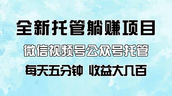 全新托管躺赚项目，微信视频号公众号托管代运营，每天五分钟，收益大几百宝哥轻创业_网络项目库_分享创业资讯_最新网创免费网络项目资源宝哥网创资源项目库
