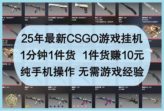 25年最新CSGO游戏挂机，1分钟1件货，1件货赚10元 纯手机操作 无需游戏经验宝哥轻创业_网络项目库_分享创业资讯_最新网创免费网络项目资源宝哥网创资源项目库