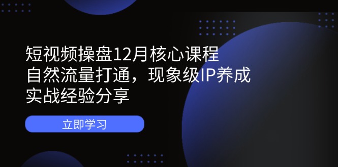 短视频操盘12月核心课程：自然流量打通，现象级IP养成，实战经验分享宝哥轻创业_网络项目库_分享创业资讯_最新网创免费网络项目资源宝哥网创资源项目库