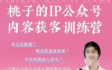 桃子IP公众号内容获客训练营(第3期)，一门让你公众号从0到商业闭环的课程宝哥轻创业_网络项目库_分享创业资讯_最新网创免费网络项目资源宝哥网创资源项目库