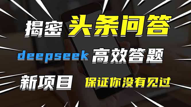 头条问答，刚出的新玩法！保证你没见过！用DeepSeek去高效答题，一个账…宝哥轻创业_网络项目库_分享创业资讯_最新网创免费网络项目资源宝哥网创资源项目库