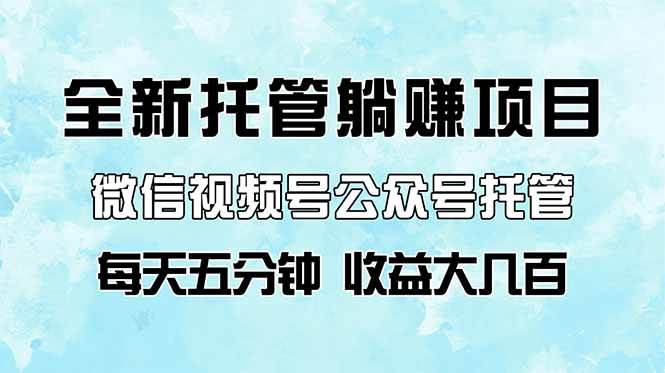 全新托管躺赚项目，微信视频号公众号托管代运营，每天五分钟，收益大几百宝哥轻创业_网络项目库_分享创业资讯_最新网创免费网络项目资源宝哥网创资源项目库