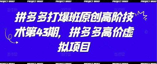 拼多多打爆班原创高阶技术第43期，拼多多高价虚拟项目宝哥轻创业_网络项目库_分享创业资讯_最新网创免费网络项目资源宝哥网创资源项目库
