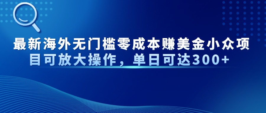 最新海外无门槛零成本赚美金小众项目可放大操作，单日可达300+宝哥轻创业_网络项目库_分享创业资讯_最新网创免费网络项目资源宝哥网创资源项目库
