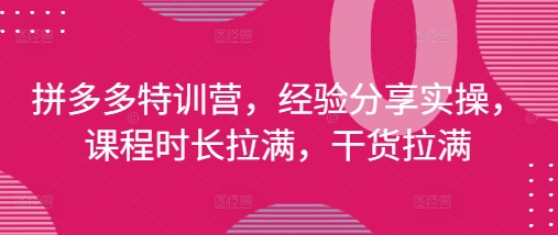 拼多多特训营，经验分享实操，课程时长拉满，干货拉满(更新25年4月)宝哥轻创业_网络项目库_分享创业资讯_最新网创免费网络项目资源宝哥网创资源项目库