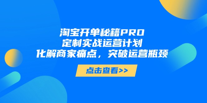 淘宝开单秘籍PRO，定制实战运营计划，化解商家痛点，突破运营瓶颈宝哥轻创业_网络项目库_分享创业资讯_最新网创免费网络项目资源宝哥网创资源项目库