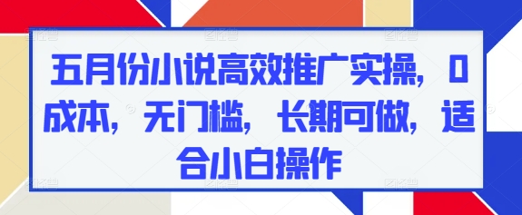 五月份小说高效推广实操，0成本，无门槛，长期可做，适合小白操作宝哥轻创业_网络项目库_分享创业资讯_最新网创免费网络项目资源宝哥网创资源项目库