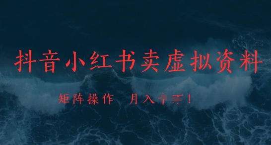 抖音小红书卖虚拟资料，市场需求一直存在，矩阵操作，月入1w+宝哥轻创业_网络项目库_分享创业资讯_最新网创免费网络项目资源宝哥网创资源项目库