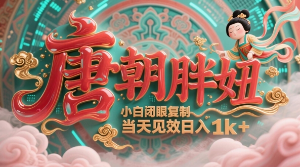 用AI克隆“唐朝胖妞”日更3条，平台疯狂推流，小白闭眼复制，当天见效，日入1k+宝哥轻创业_网络项目库_分享创业资讯_最新网创免费网络项目资源宝哥网创资源项目库