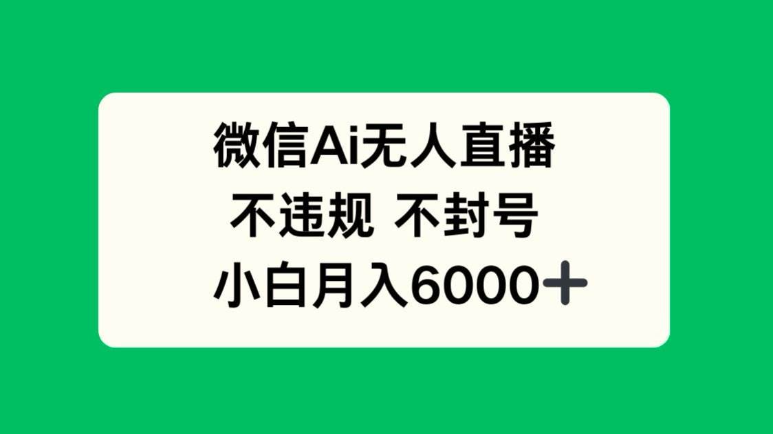 微信AI无人直播，不违规 不封号 ，小白月入6000+宝哥轻创业_网络项目库_分享创业资讯_最新网创免费网络项目资源宝哥网创资源项目库