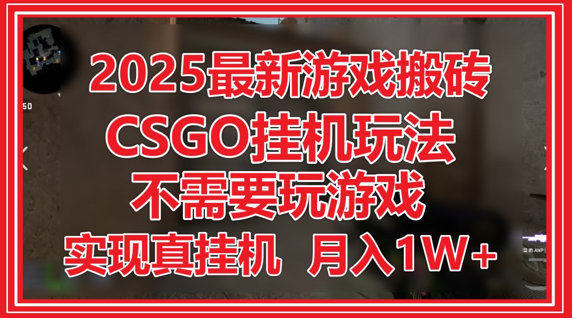 2025最新游戏搬砖，CSGO挂机，不需要玩游戏，实现真挂机，月入1W+宝哥轻创业_网络项目库_分享创业资讯_最新网创免费网络项目资源宝哥网创资源项目库