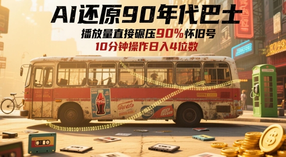 AI还原90年代巴士，一帧就让70后泪崩，播放量直接碾压90%怀旧号，每天操作十分钟，日入四位数宝哥轻创业_网络项目库_分享创业资讯_最新网创免费网络项目资源宝哥网创资源项目库