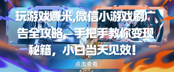 玩游戏挣米，微信小游戏刷广告全攻略，手把手教你变现秘籍，小白当天见效宝哥轻创业_网络项目库_分享创业资讯_最新网创免费网络项目资源宝哥网创资源项目库