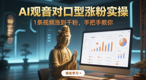 AI观音对口型涨粉实操，1条视频涨到千粉，手把手教你宝哥轻创业_网络项目库_分享创业资讯_最新网创免费网络项目资源宝哥网创资源项目库