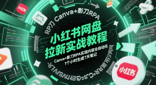 小红书网盘拉新实战教程，Canva+影刀RPA实现内容全自动化，1个小时生成7天笔记宝哥轻创业_网络项目库_分享创业资讯_最新网创免费网络项目资源宝哥网创资源项目库