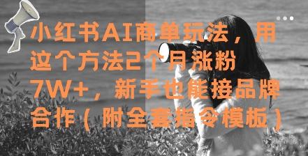 小红书AI商单玩法，用这个方法2个月涨粉7W+，新手也能接品牌合作(附全套指令模板)宝哥轻创业_网络项目库_分享创业资讯_最新网创免费网络项目资源宝哥网创资源项目库
