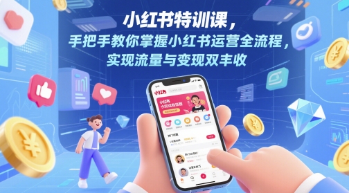 小红书特训课，手把手教你掌握小红书运营全流程，实现流量与变现双丰收宝哥轻创业_网络项目库_分享创业资讯_最新网创免费网络项目资源宝哥网创资源项目库