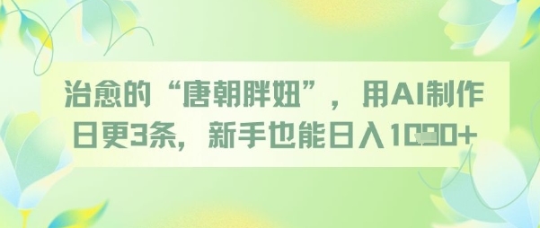 治愈的“唐朝胖妞”，用AI制作日更3条，新手也能日入多张宝哥轻创业_网络项目库_分享创业资讯_最新网创免费网络项目资源宝哥网创资源项目库