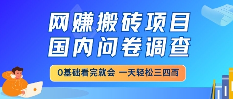 网创搬砖项目，国内问卷调查，小白轻松上手，一天三四张的也不难，干就完了【揭秘】宝哥轻创业_网络项目库_分享创业资讯_最新网创免费网络项目资源宝哥网创资源项目库