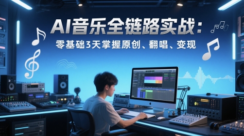 AI音乐全链路实战变现课：零基础3天掌握原创、翻唱、变现宝哥轻创业_网络项目库_分享创业资讯_最新网创免费网络项目资源宝哥网创资源项目库