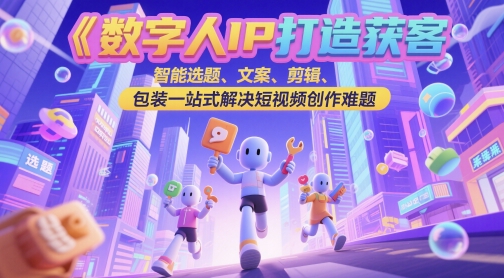 数字人IP打造获客变现实操课，智能选题、文案、剪辑、包装一站式解决短视频创作难题宝哥轻创业_网络项目库_分享创业资讯_最新网创免费网络项目资源宝哥网创资源项目库
