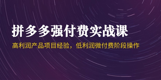 拼多多强付费实战课-44期，高利润产品项目经验，低利润微付费阶段操作宝哥轻创业_网络项目库_分享创业资讯_最新网创免费网络项目资源宝哥网创资源项目库