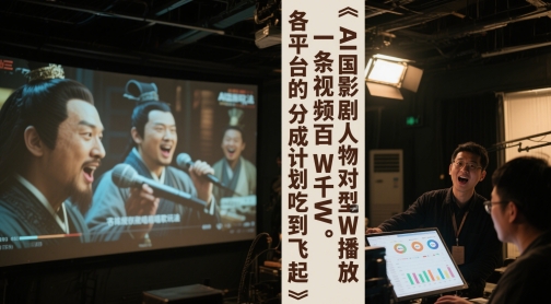 AI三国影视剧人物对口型唱歌玩法，一条视频百W千W播放，各平台的分成计划吃到飞起宝哥轻创业_网络项目库_分享创业资讯_最新网创免费网络项目资源宝哥网创资源项目库