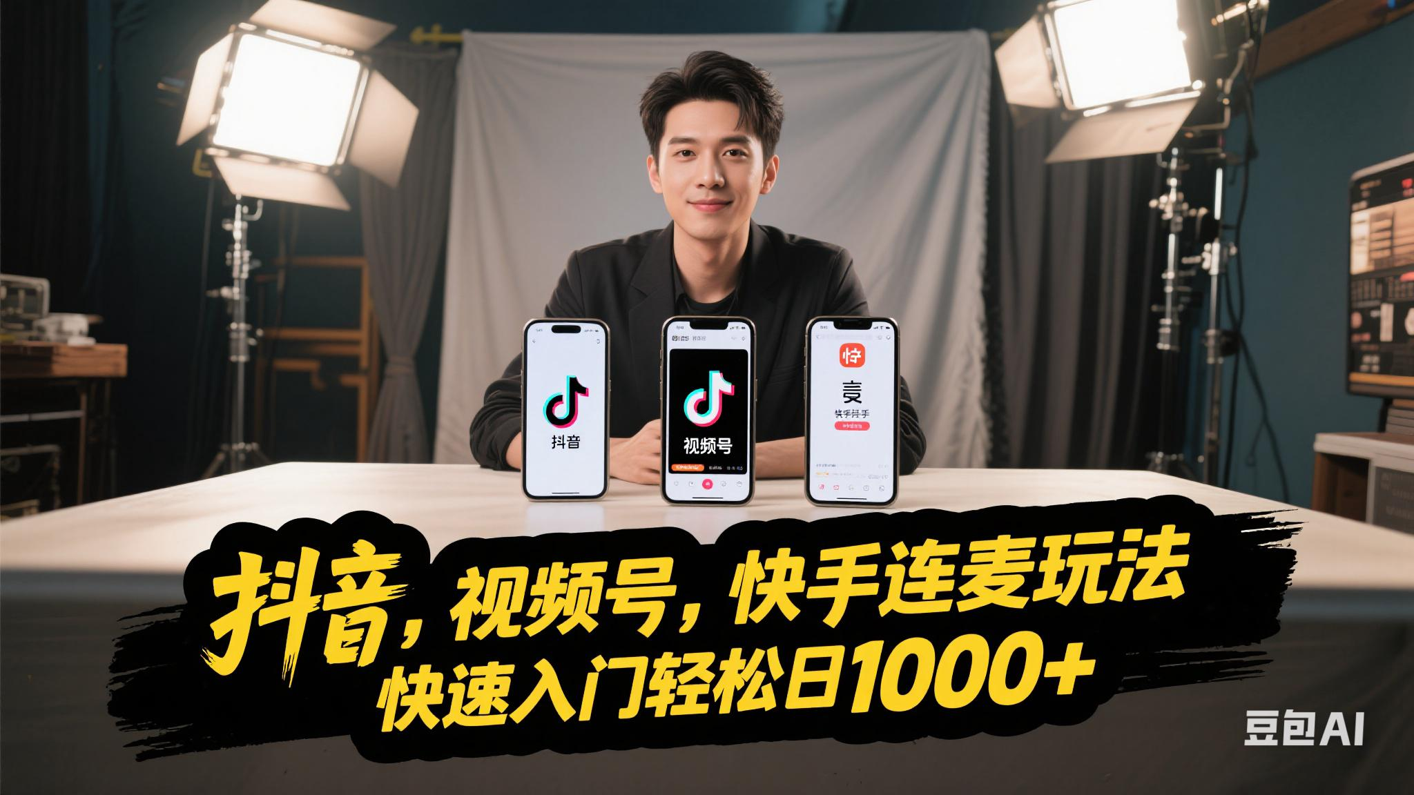 抖音，快手，视频号无脑连麦玩法！快速入门，单日稳冲1000+宝哥轻创业_网络项目库_分享创业资讯_最新网创免费网络项目资源宝哥网创资源项目库